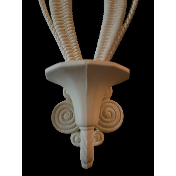 Vtg 70s Burwood Faux Off-White Wicker Wall Candleholders 17" Tall Pair - Picture 3 of 7